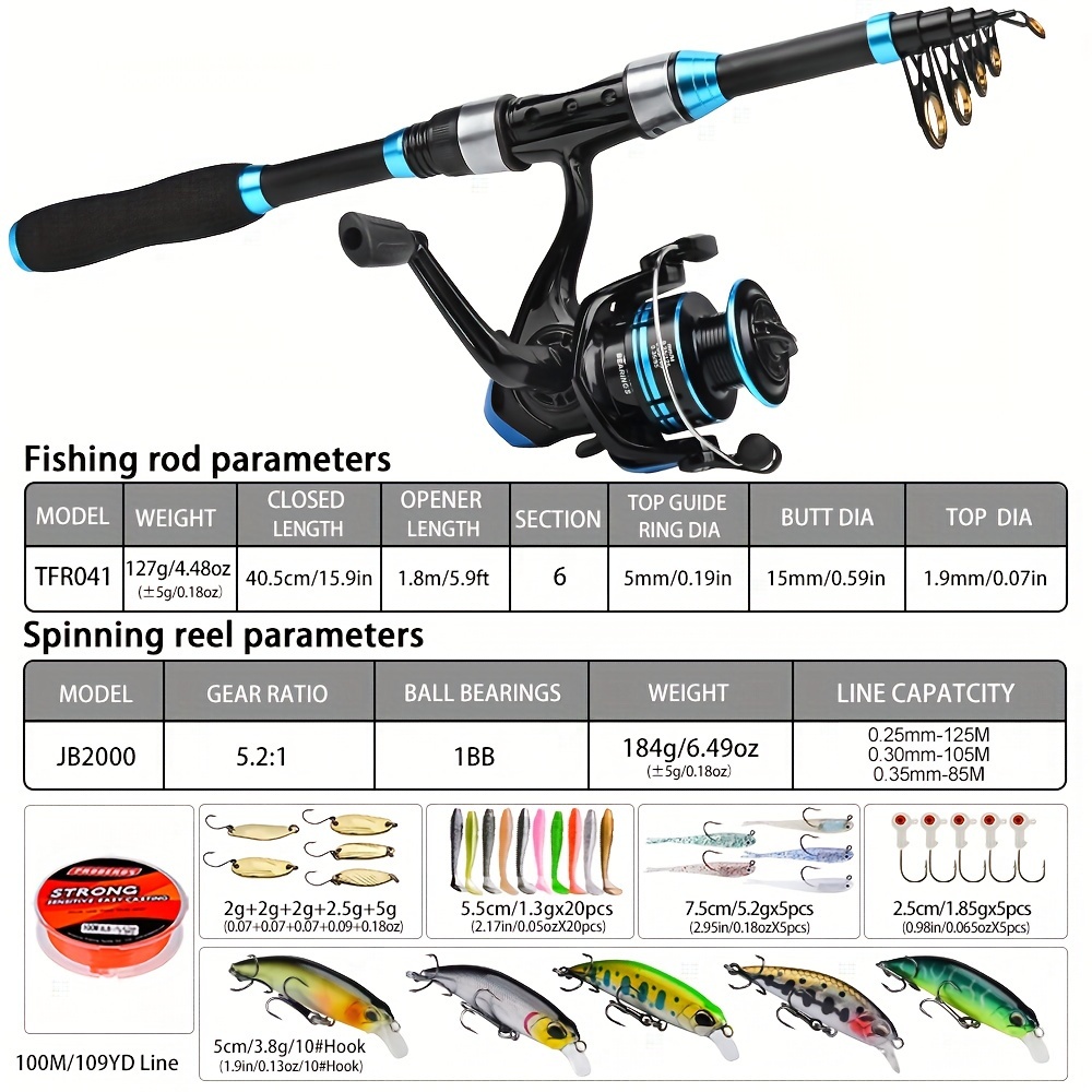 Fishing Rod and Spinning Reel Combos Telescopic Fishing Pole