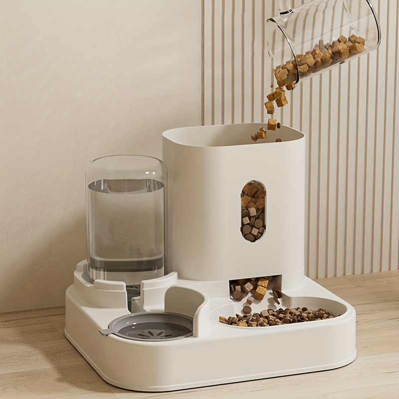 

Plastic Automatic Cat Feeder And Water Dispenser Set - Pet Food For Cats - Gravity Feed System - No Battery Needed