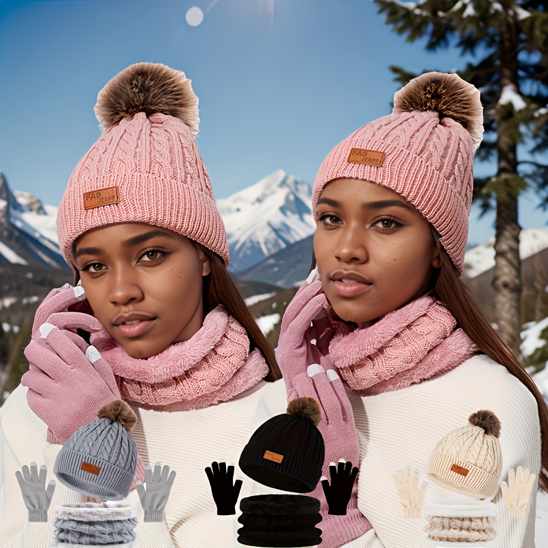 

Cozy 4pcs Winter Set: Knit Hat, Scarf & Touchscreen Gloves - & Casual Gatherings