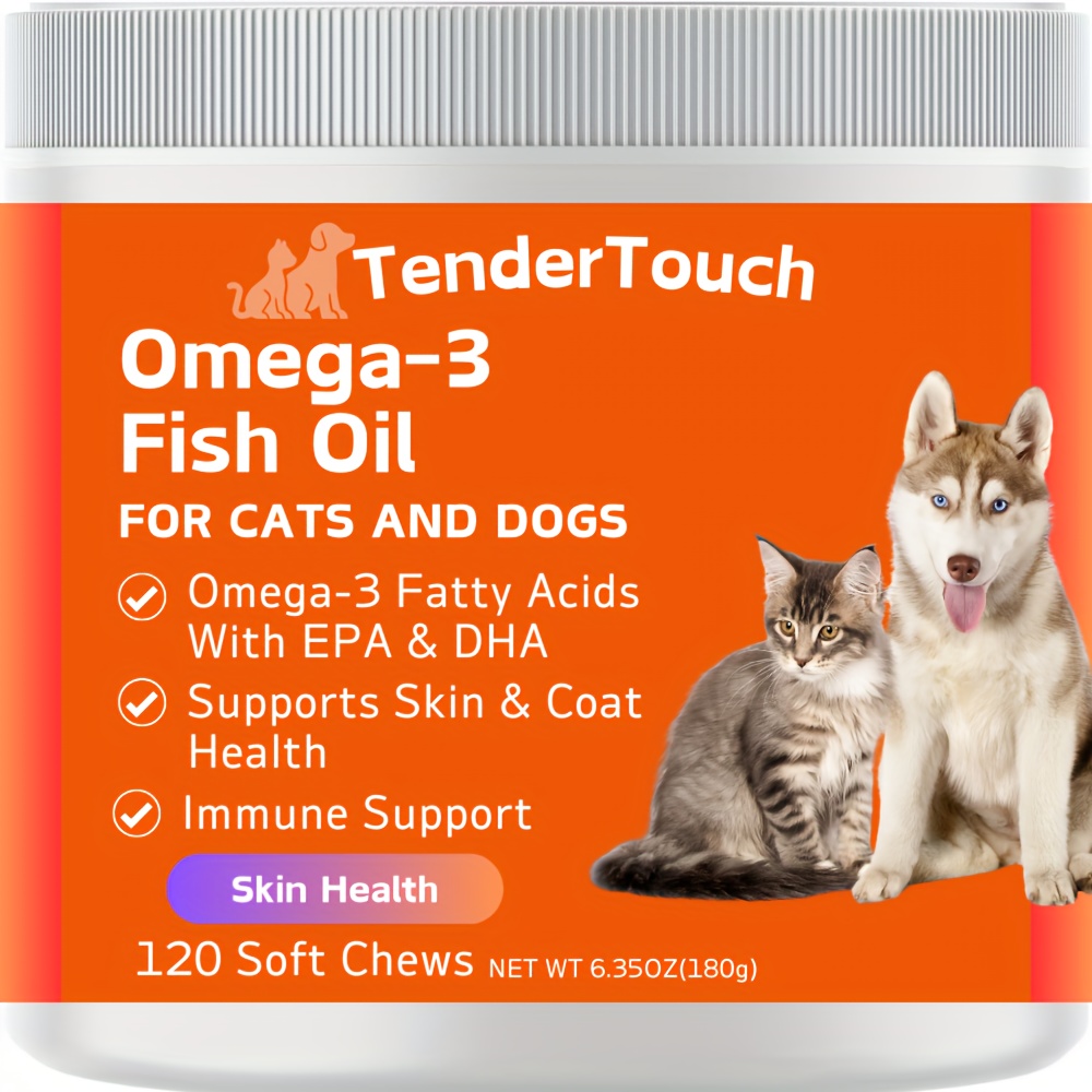TEMU 120 Chews - 1 Pack(1 X 180g/6.) 180g/6. - Tendertouch 3 Fish Oil Supplement For , 3 Fish Oil For Skin And Coat Health, , Joint, , Epa + Dha