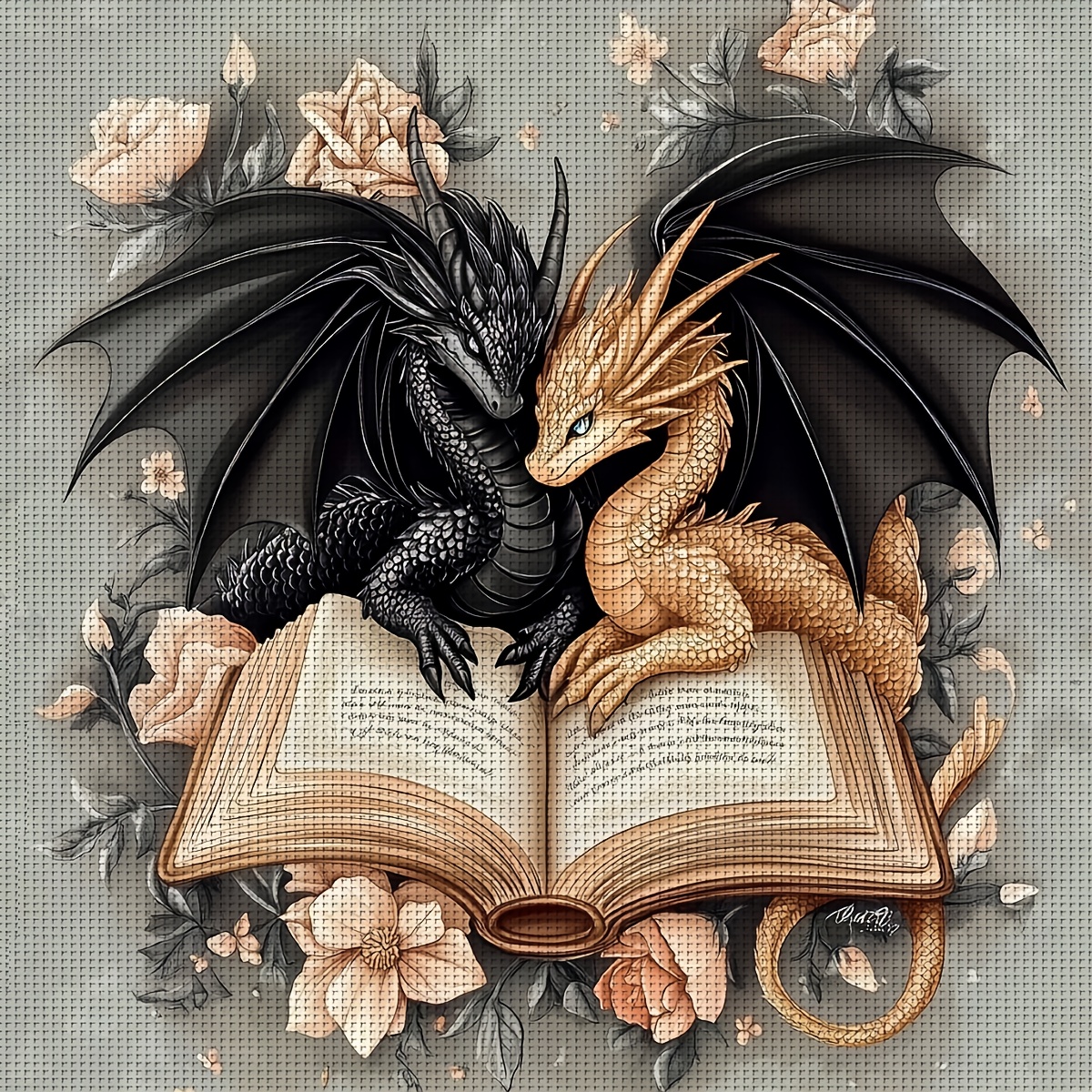 TEMU A Set Of Cross- Kits For Adults Measuring 30x30cm/11.8x11.8in And 40x40cm/15.7x15.7in Featuring A Black And Snuggling On An Book. The Kit