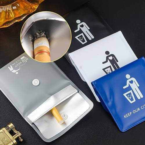 1 draagbare asbak, draagbare asbak-tas, asbak voor buiten en op reis, opbergtas voor asbak, draagbare asbak-tas, tas voor het opbergen van sigarettenpeuken voor buiten en op reis