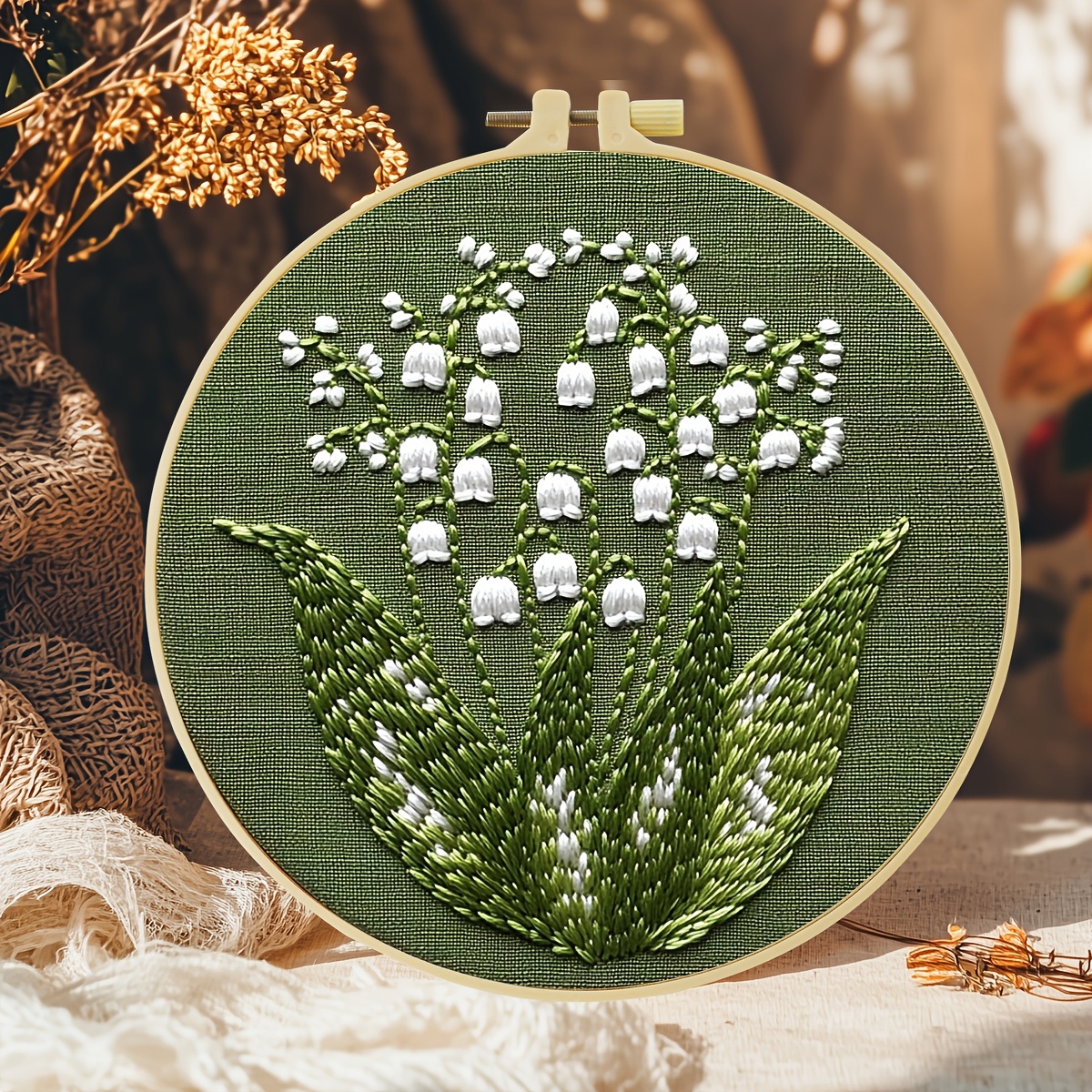 TEMU Jozysh Embroidery Set, 20x20cm/7.9x7.9 Inch, Flower Pattern, Including Needles, Threads, Pre-printed Cloth, Hoop And . Beginners Friendly, Ideal