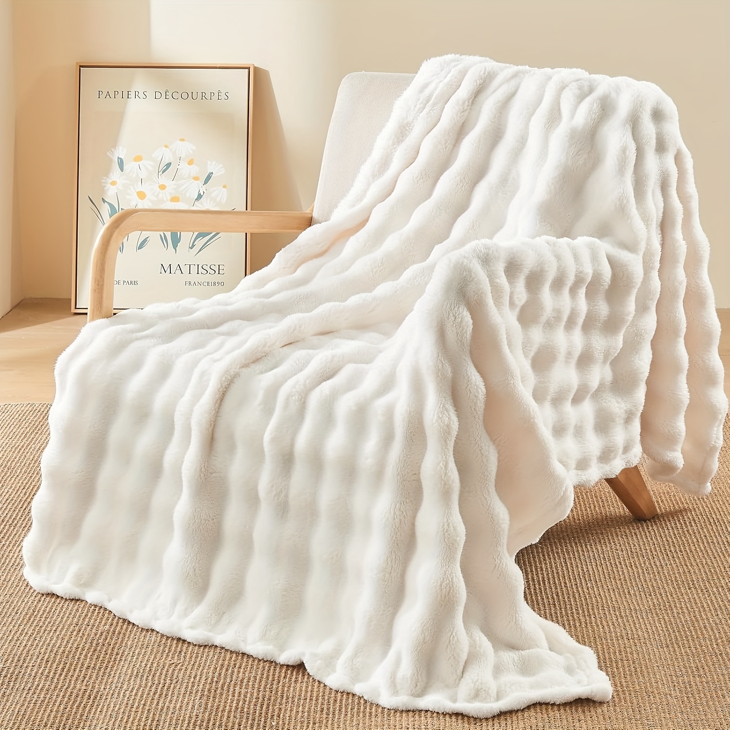 

3d Textured Plush Blanket Soft Fleece Throw Blanket For Couch, 3d Decorative Cozy Fuzzy Flannel Blanket, Lightweight Warm Blanket For Bed Office