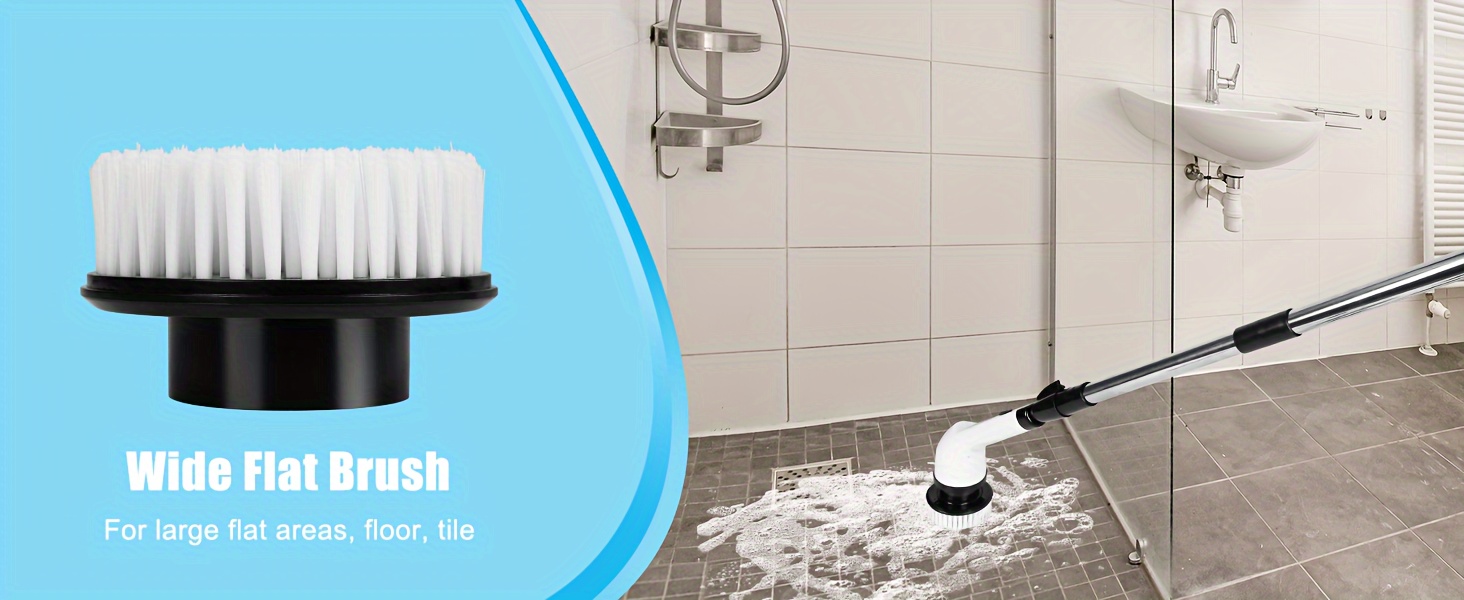 wireless electric rotating washer 7 2 replaceable brush heads adjustable extension handle 360 cordless cleaning brush for bathroom bathtub tiles floor usb c charging   plastic 2000mah lithium battery for living room bedroom outdoor kitchen details 4