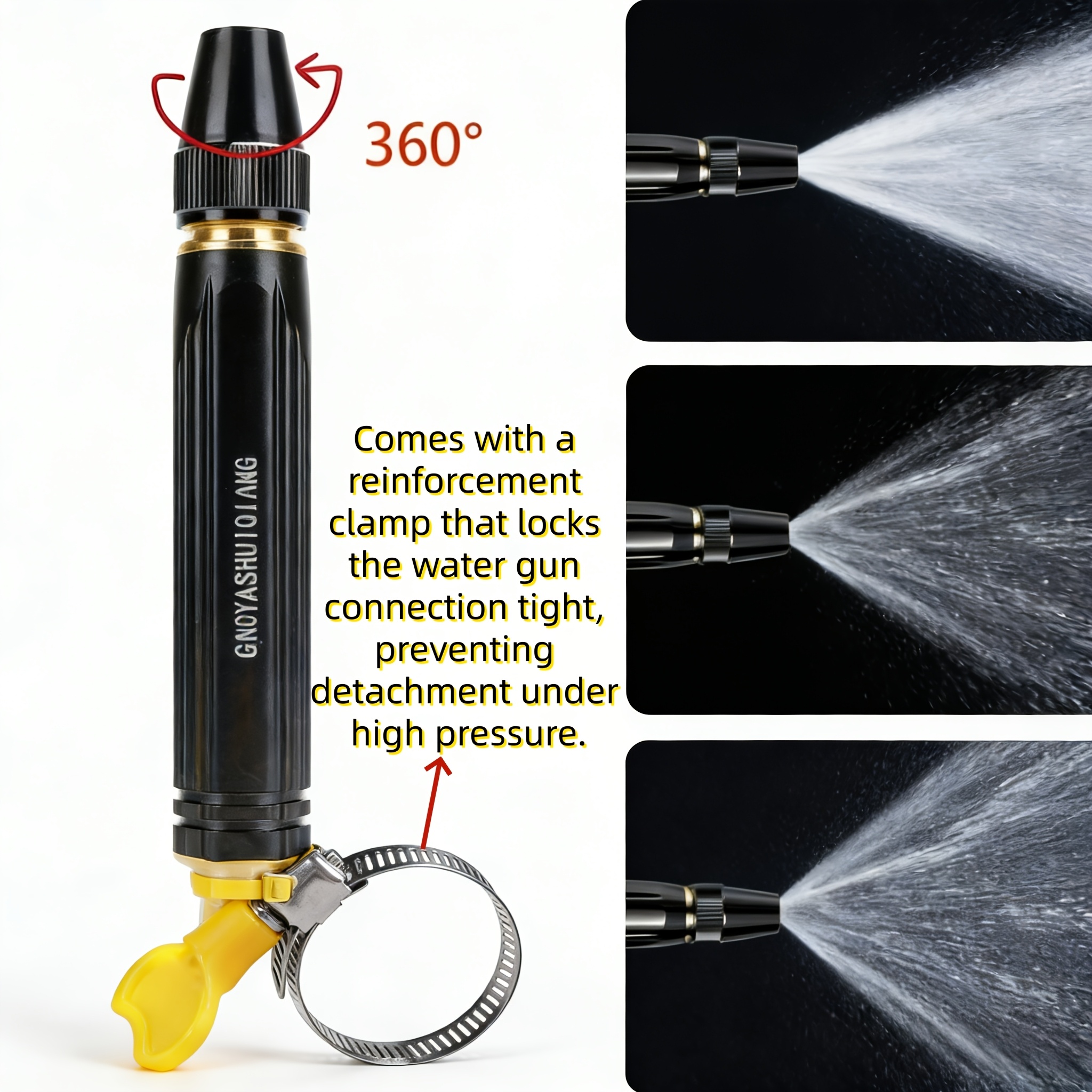 2 wash hose nozzle portable adjustable water spray gun with ergonomic handle metal connector hose clamp high sprayer for car motorcycle bicycle cleaning Product details 5
