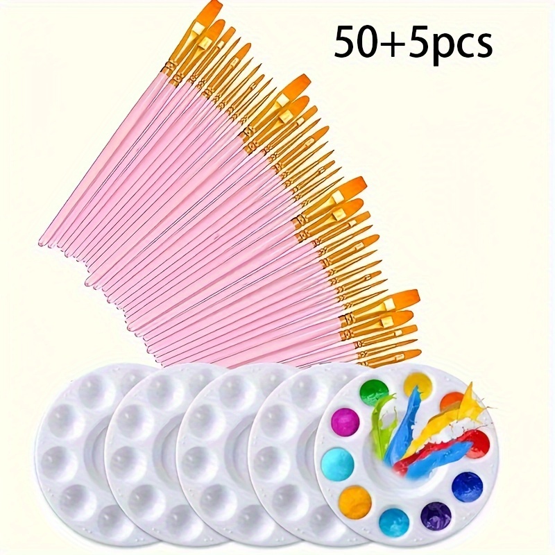 

50 Brush Set Plus Palettes Nylon Hair Watercolor Oil Painting Brush Set Christmas Halloween Thanksgiving Gift Colors From