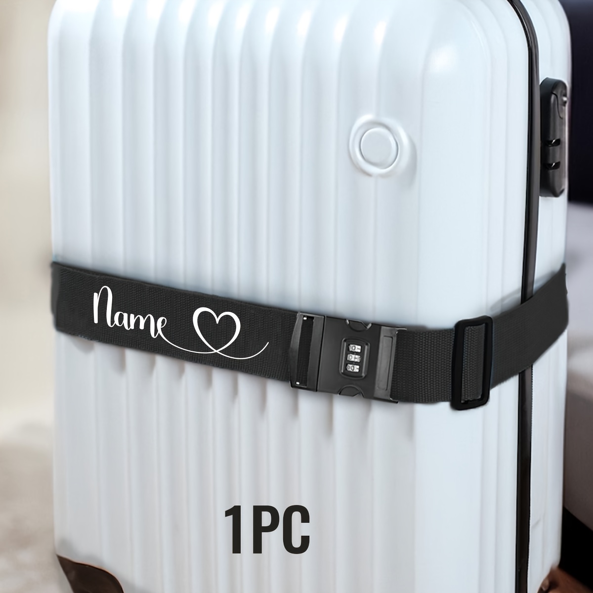 TEMU 1/2pcs Custom Text Password Luggage Straps, Essentials, Customized Luggage Additions, Customizable Luggage Straps For Suitcases, Connector