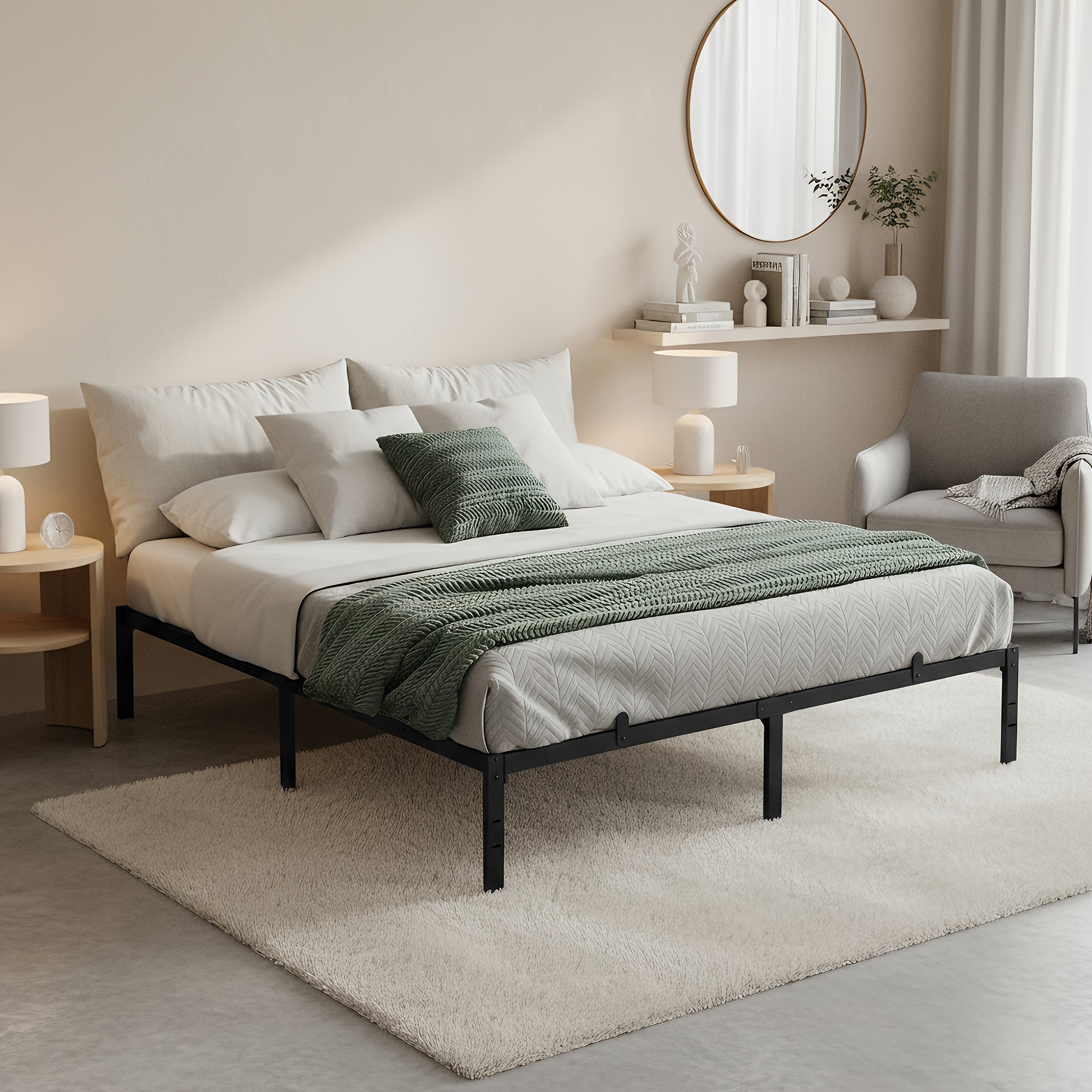 Metal Bed 180 X 200cm With Storage Bed To 500kg Black