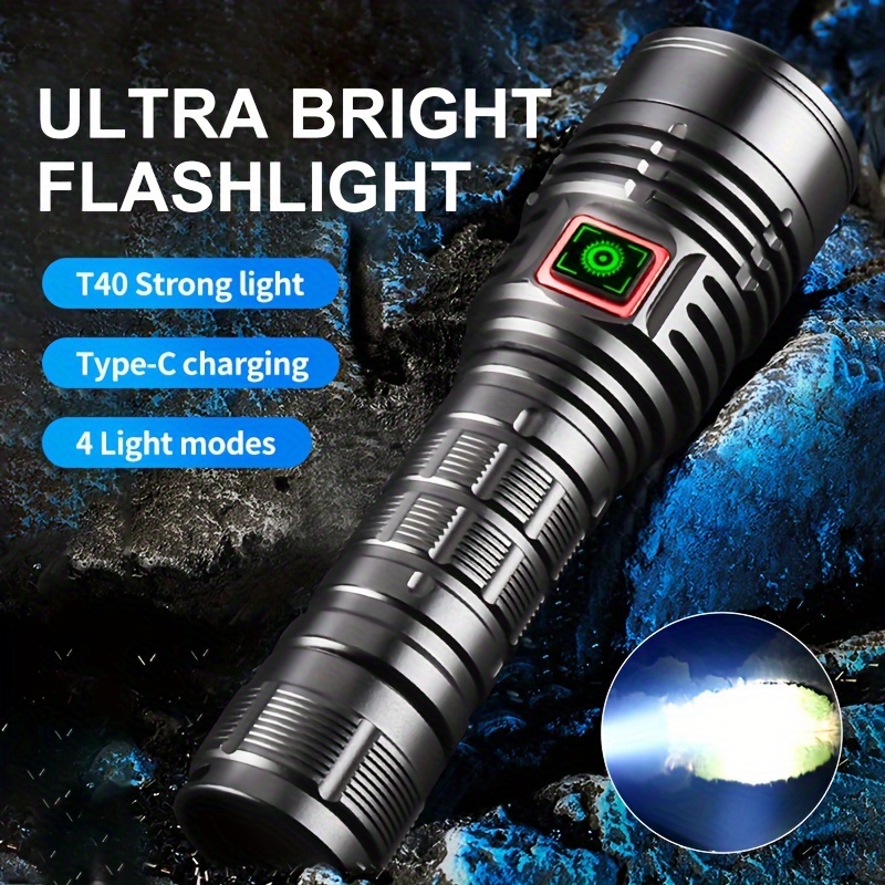  Hoxida Potente linterna recargable de 90000 lúmenes altos,  XHP70.2 de alta potencia súper brillante LED linterna táctica con luz  lateral COB, zoomable, impermeable, 7modos linterna táctica para emergencia