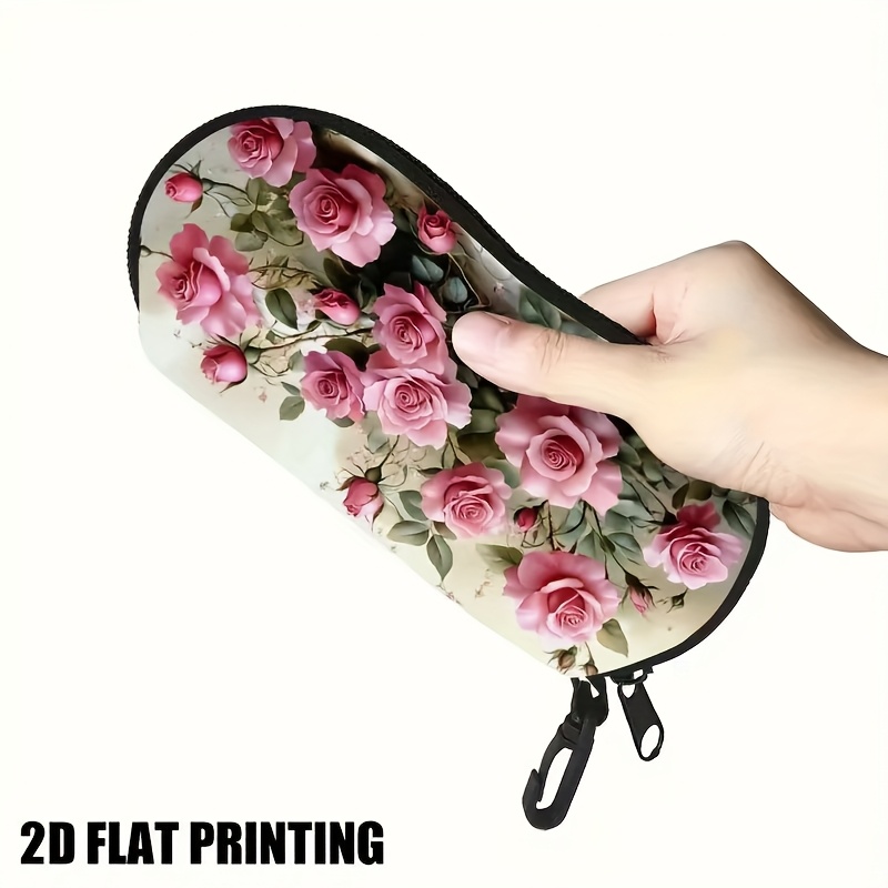 1pc Blinding Flower Eyeglass Case Compatible For - Neoprene Scratch/ Eyewear Holder, Compact -friendly Glasses Case With Accessory Slot Suitable For, Daily Use