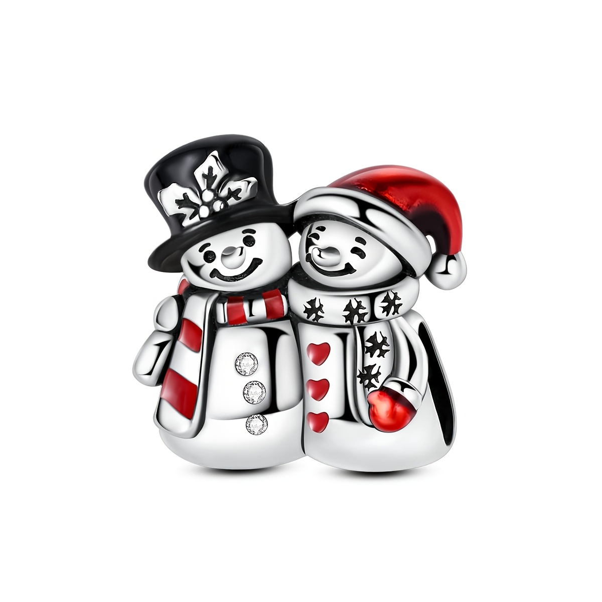 TEMU 1pc Silvery Color Charms Beads Fit Original Bracelet Christmas Snowman Beading Box Packaging Elegant Gifts For Women Making