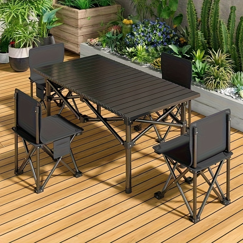 A Complete Set of 6 Chairs And a 120 Cm Long Table for Family Members, Including Q3Y Outdoor Folding Table And Portable Storage Bag for Camping
