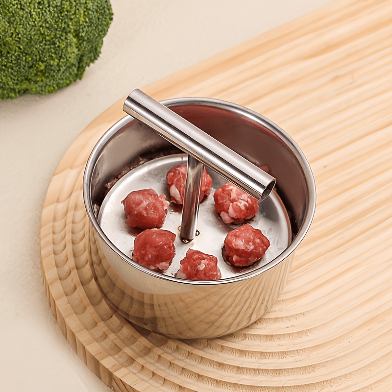 TEMU Stainless Steel Meatball Maker, Quick Meatballs, Fish Balls, Potato Balls, Vegetable Balls, Ice Cream - Kitchen Tool, Modern Durable Cookware