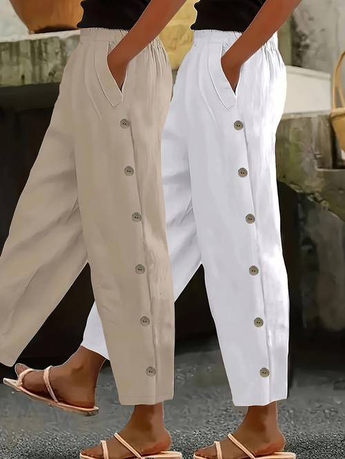 two piece set solid color design stylish versatile nine pants 0448