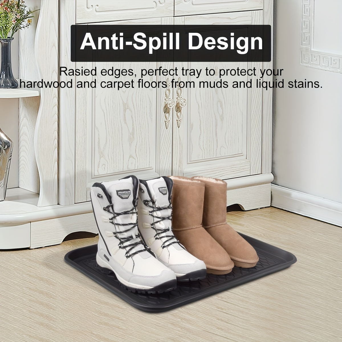 Image of Large , Entrance And Exit Boot Mat Suitable For Entrance Pet Food Tray Floor Protection Durable Shoe Organizer, Rubber Boot Tray Suitable For Entrance, Small Shoe Mat Suitable For Shoes And Boots