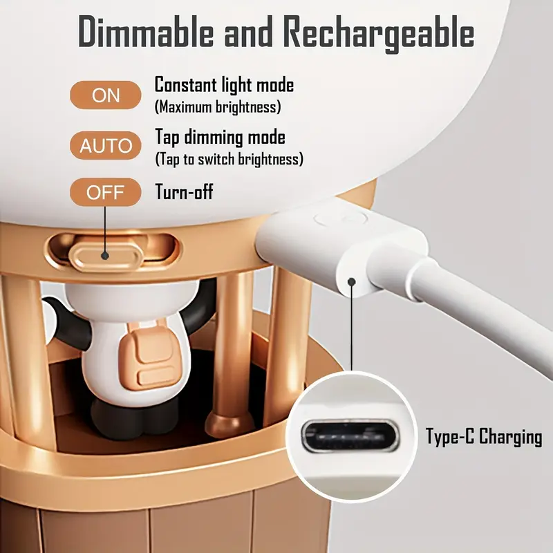 new hot air balloon charging nightlight led bedside lamp 3 brightness levels warm lamp usb nightlight suitable for bedroom and living room Product details 5