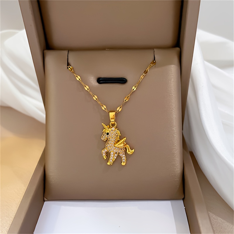 

[customer ] Unicorn Pendant Necklace With Sparkling Zirconia - Stainless Steel Chain, Perfect Gift For On Anniversaries, Birthdays, Christmas