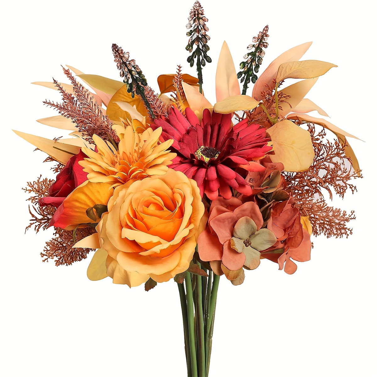 

Boho-chic Artificial Fall Flower Bouquet - 14 Stem Silk Floral Arrangement For Home & Wedding Decor, Thanksgiving, , Christmas