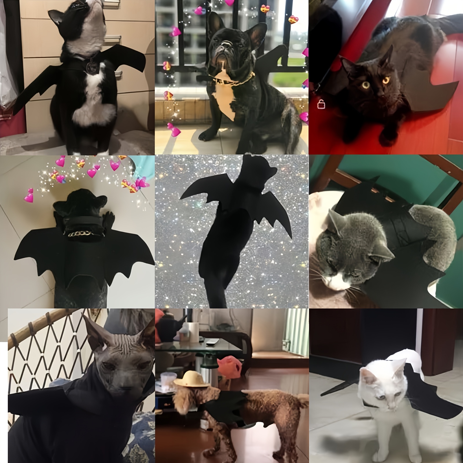 Adjustable Black Bat Wings Soft Polyester Halloween Pet Costume, Perfect for Cats and Small Dogs, Ideal for Role-Playing and Dress-Up Fun