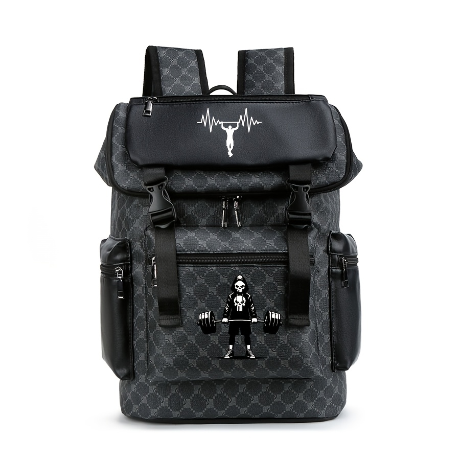 TEMU Fitness Printed Backpack - A Spacious And Lightweight Casual Backpack With Adjustable Shoulder Straps, Durable Polyester Lining, And A