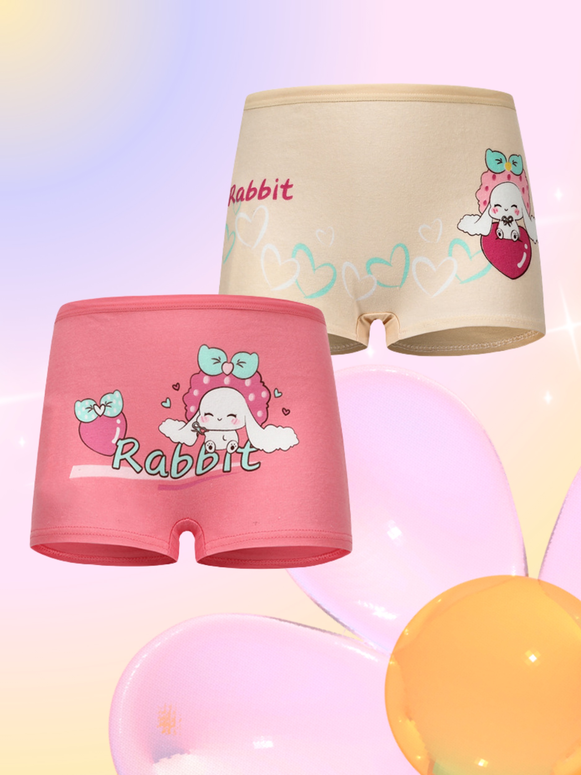 Girl's Cotton Boxer Briefs Cartoon Bunny Mushroom Pattern - Temu Australia