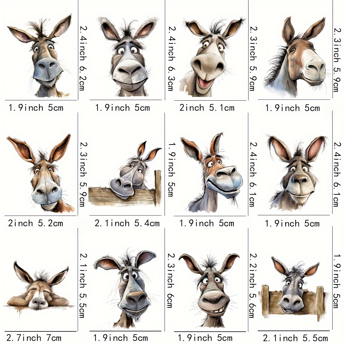 Image of 12pcs/set Funny Donkey Diy Mugs Wrap Stickers Coffee Cups Uv Dtf High Self-adhensive Wraps Decor Sticker On Skinny Tumblers