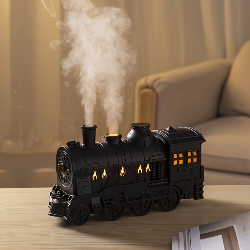USB-Powered Mini Train Essential Oil Diffuser with 2 Lights - Cold Mist, Dual Spray Modes for Home, Office, Hotel - Ideal for Large Rooms, Office Aroma Enhancer | Modern Aesthetic | USB Powered Diffuser, Essential Oil Diffuser