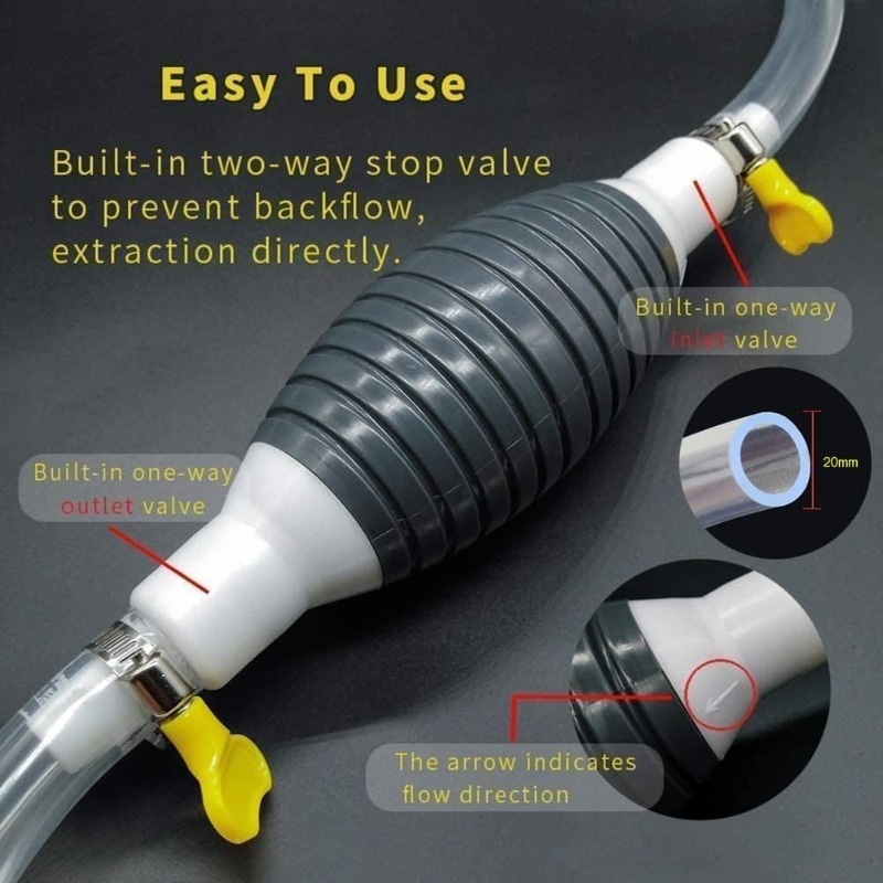 Multifunctional Liquid Suction Pump, Manual Fuel Transfer Pump with Gasoline Hose, Portable Siphon Pump Suitable for Gasoline, Diesel, and Other Liquids/Water. Includes 1m Siphon Hose + Hand Crank Fuel Pump + 2 Hose Clamps + Leak-Proof Valve