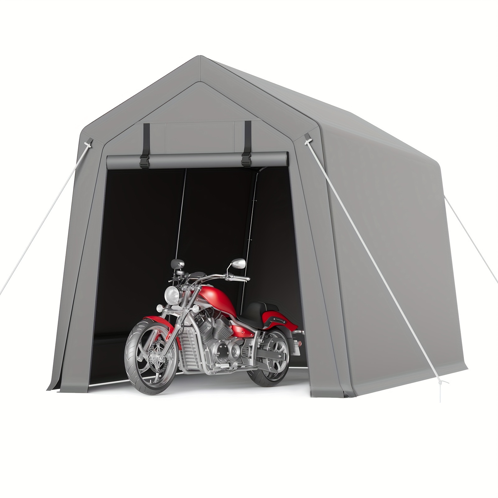 

Motorcycle Storage Sheds 7x15 Ft, Portable Shed With Rolled Up Zipper Door, Waterproof, Storage Tent Heavy Duty For Motorcycle, Bike, Firewood, Garden Tools, Grey