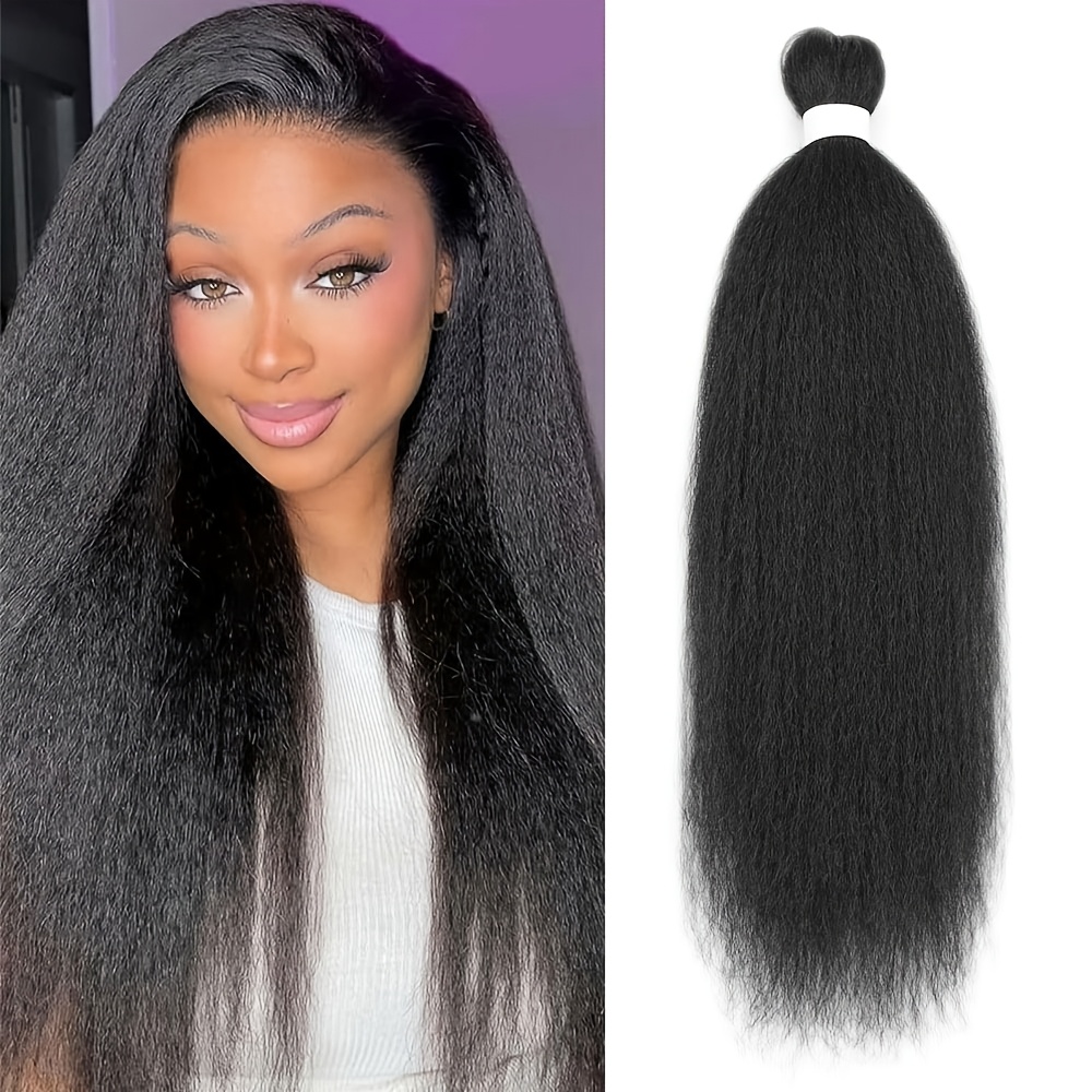Kinky Straight Knanelon Crochet Bundles Crochet Hair 26 Inch Natural Black Premium Synthetic Fibers For Women
