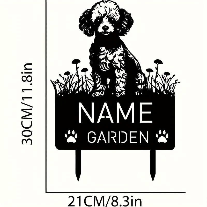 E-shop Stilvoller Pudel-Gartenständer aus Metall – Personalisierte Gedenktafel für Haustiere, Bodendekoration mit Tiermotiv, geeignet für Hochzeiten