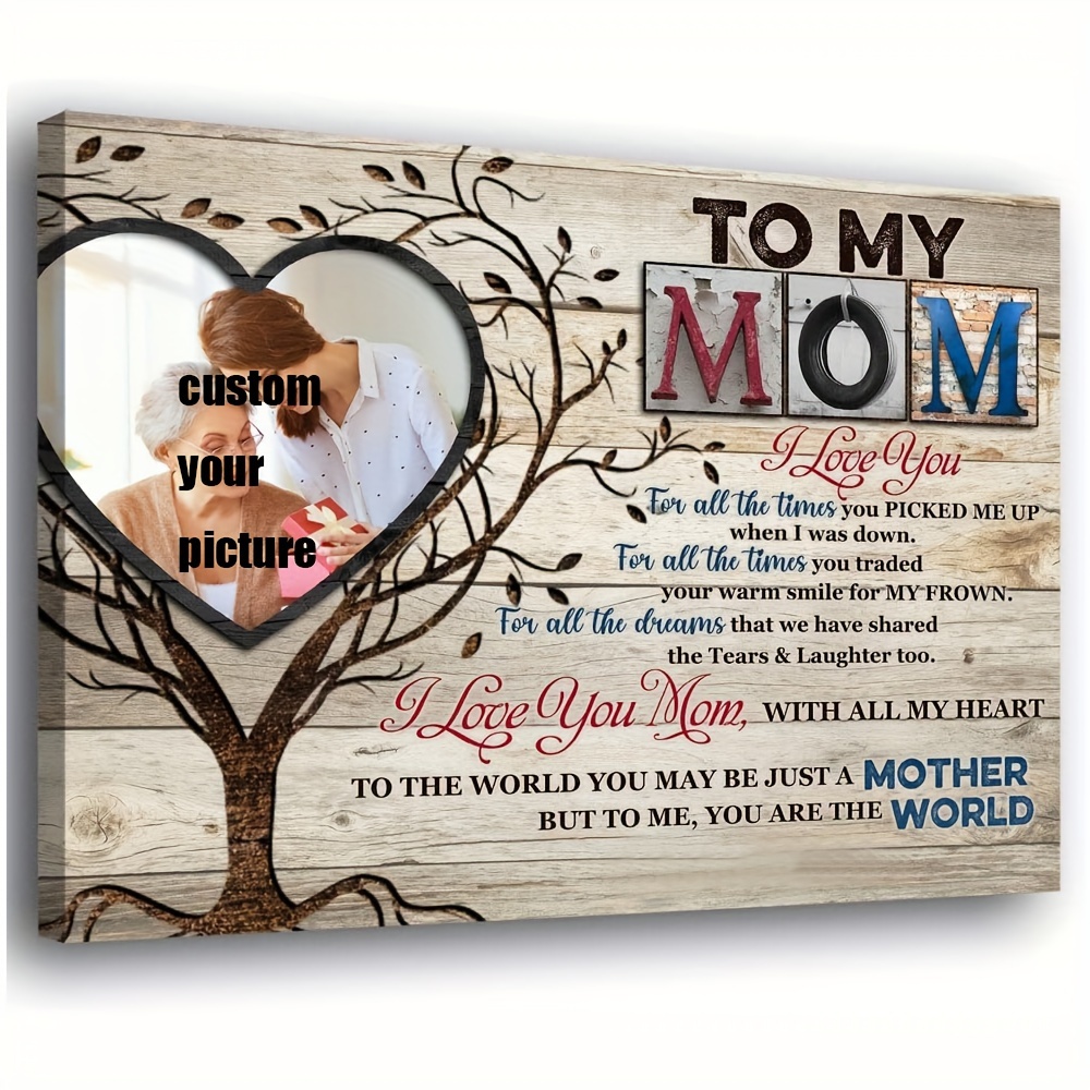 

Unique Customized Mother's Day Gift: Personalized Photo Canvas Poster For Mom, Beautiful Wall Art Decoration For Home, Comes With Framed And Ready To Hang, Size: 11.8inx15.7inch