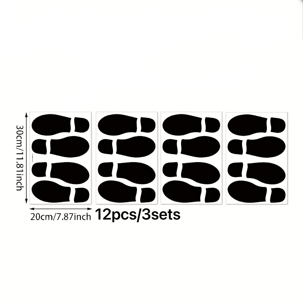 TEMU 8/12/20pcs Back-to-school, Halloween, Christmas Black Footprints Black Guide Sticker Theme, Monochrome Classic Footprint Stickers, Self-adhesive