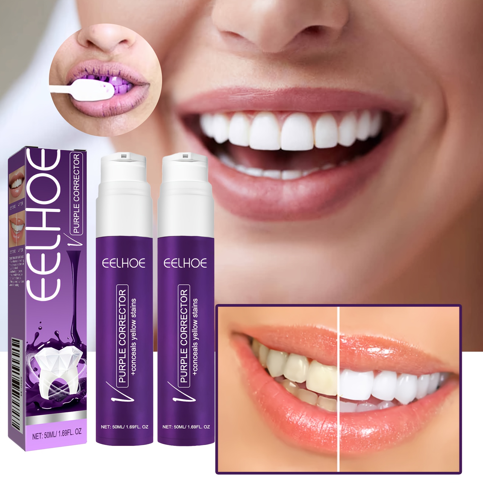 1pc/2pcs V34 Purple Toothpaste, Deep Teeth Cleaning, Removes Stains from Coffee and Tobacco, Prevents Yellowing, Whitens Teeth for a Fresh Breath