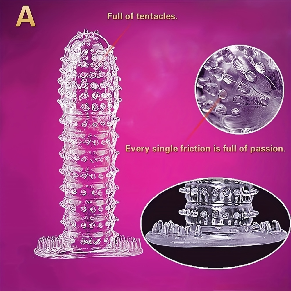 Transparent Threaded mace Condom, Silicone Penis Sleeve, Reusable Male Condoms, Stretchy Textured Studded Stretchy Penis Sleeve Set, Penis Rings Sex Toys for Men Couples