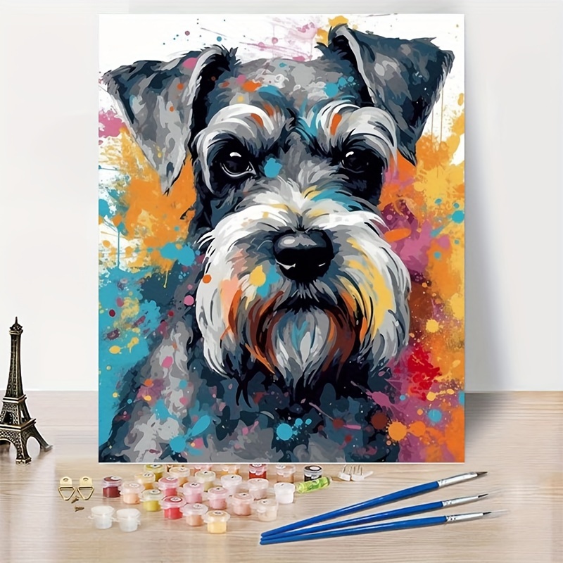 

1pc Painting By Numbers Puppy 40x50cm/16x20in Frameless Schnauzer Paint By Numbers For Adults Acrylic Kits Hand-painted Suitable For Adult Beginner Enthusiasts