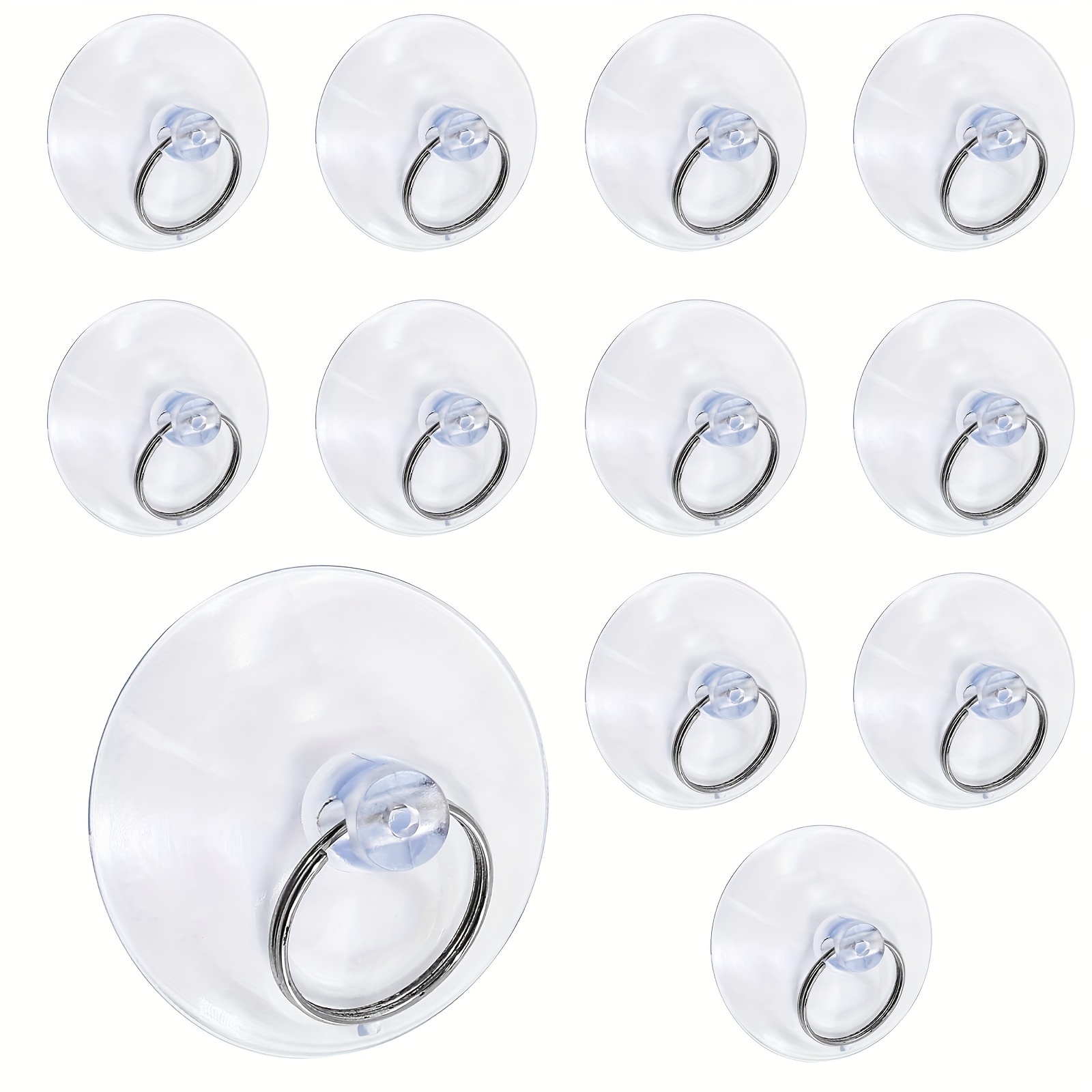 

12pcs Suction Cup With Ring, Clear Suction Cup Key Ring, Sucker Suction Hook For Window, Kitchen, Wall, Glass, Suction Cup Hook For Hanging