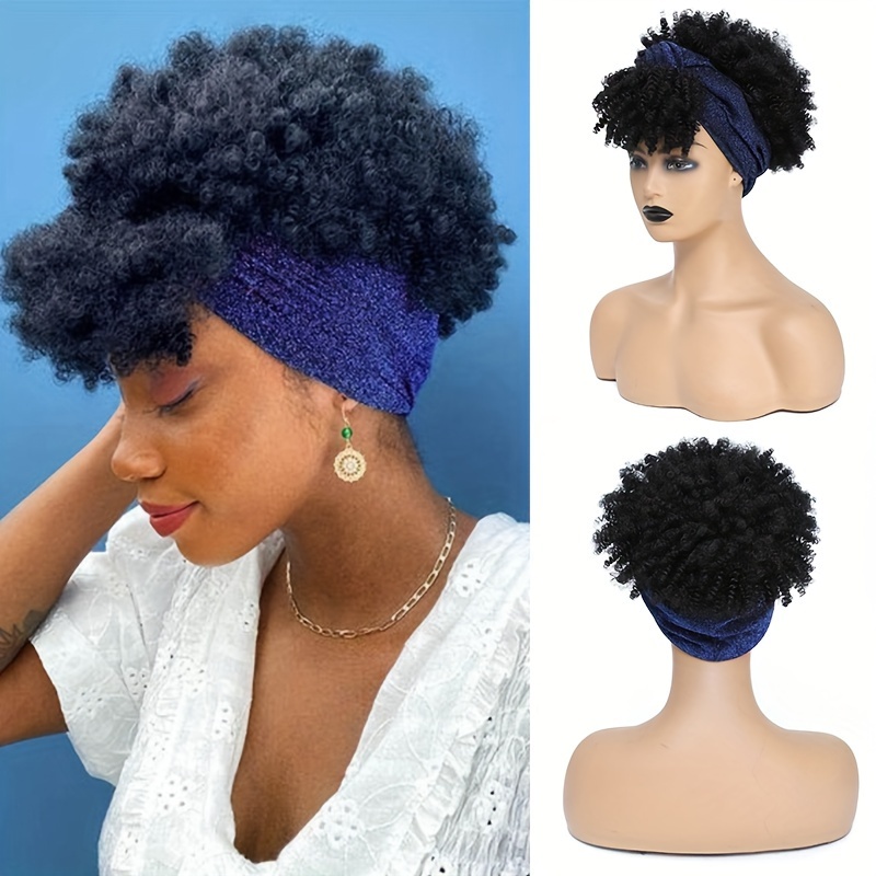 Short Headband Wigs Afro Puff Curly Headband Wig Temu