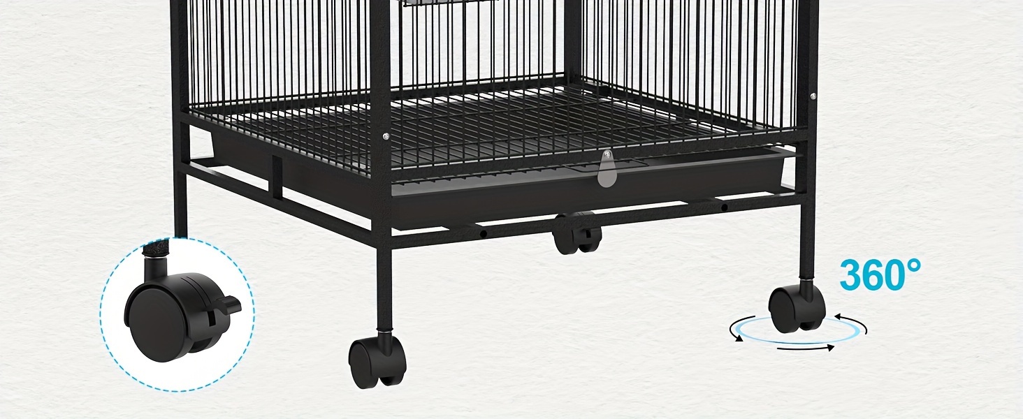   large metal bird cage with 2 perches rotatable wheels brake ideal for parrots budgies     antirust   waterproof tray 85 57cm Product details 5