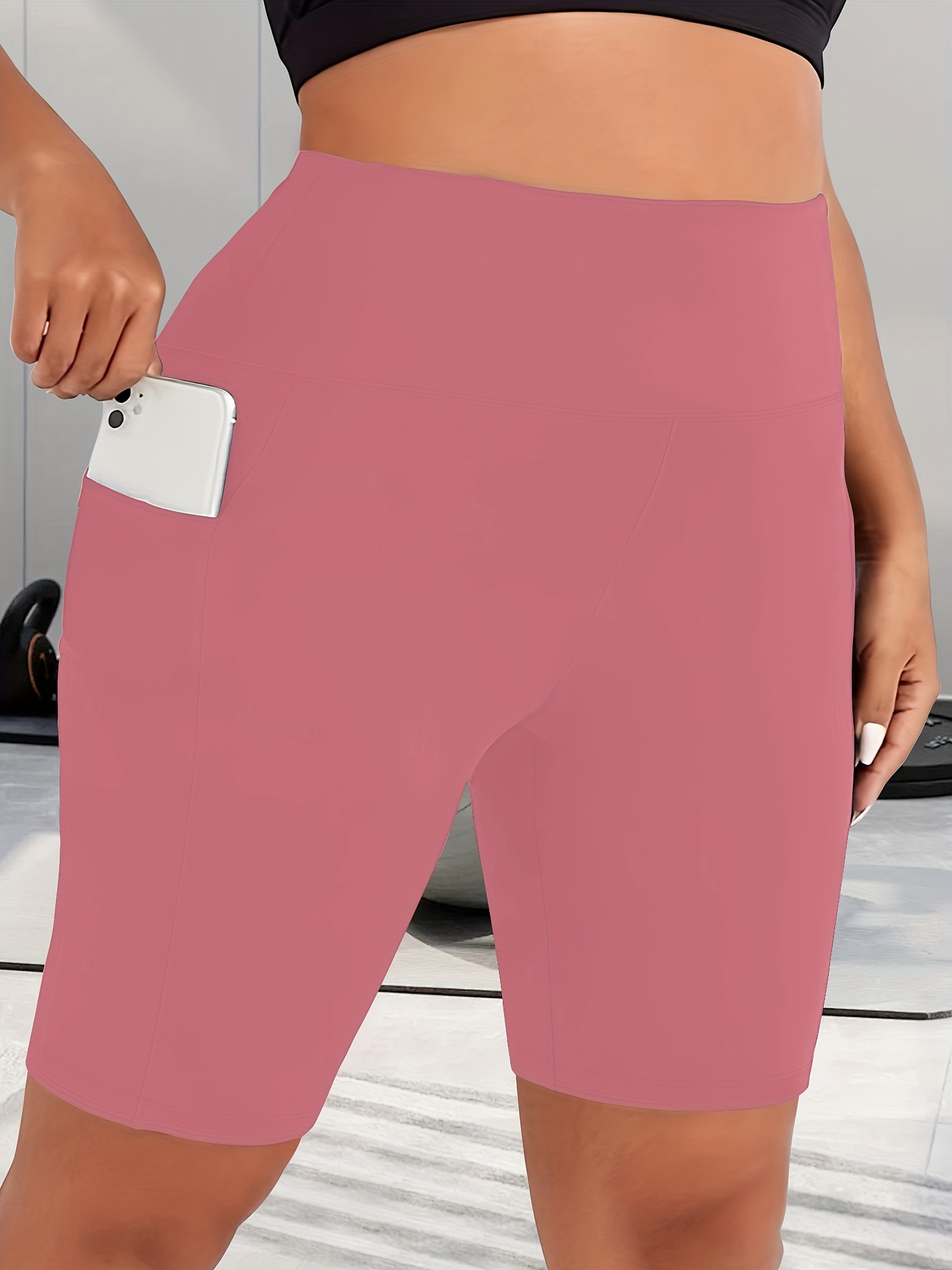 Women's High-Waist Shaping Shorts with Crescent Pockets - Black, Stretchy Tummy Control, Mid-Thigh Length, Machine Washable, Summer Casual Wear, Everyday Compression Wear | Sleek Design | Tummy Control Shorts