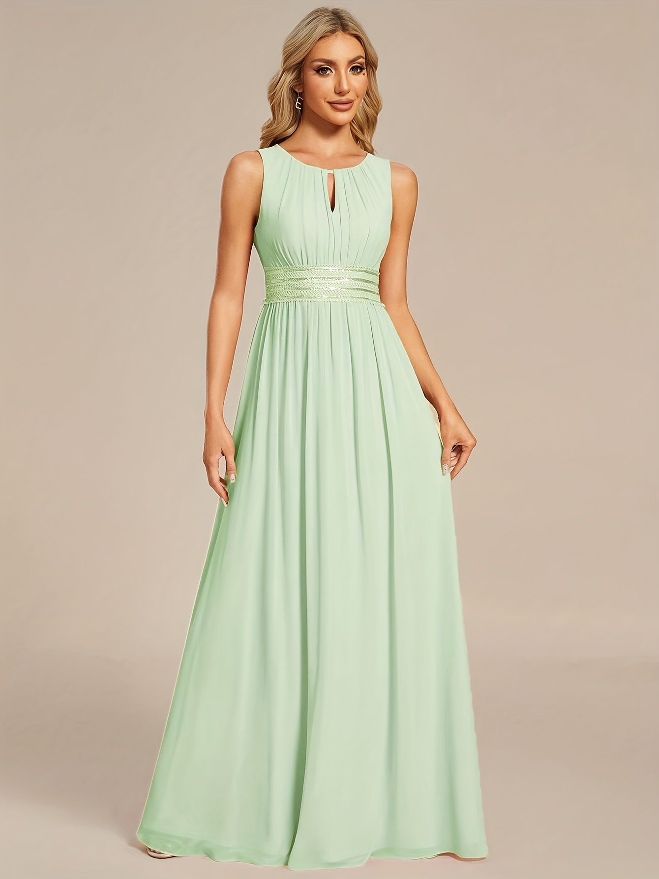 Artikelbild elegantes romantisches weihnachts-taillenwickel-grünes brautjungfernkleid halbformelles abendkleid für damen