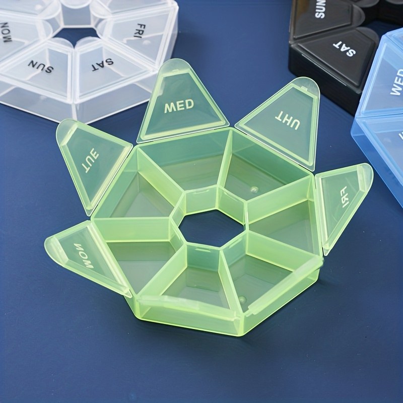 Weekly 7-Day Round Seven-Compartment Portable Pill Organizer
