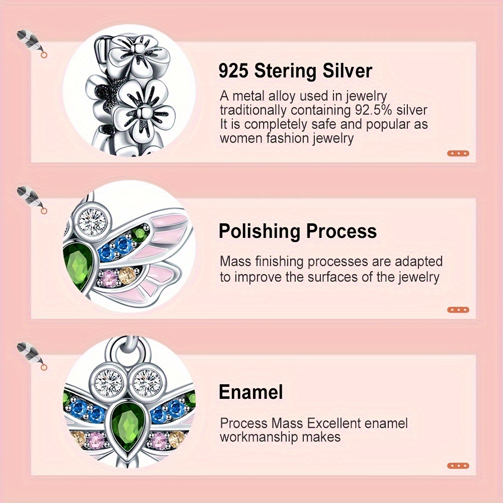 Sweet Heart Bee & Orange 925 Sterling Silver Pendant Charm