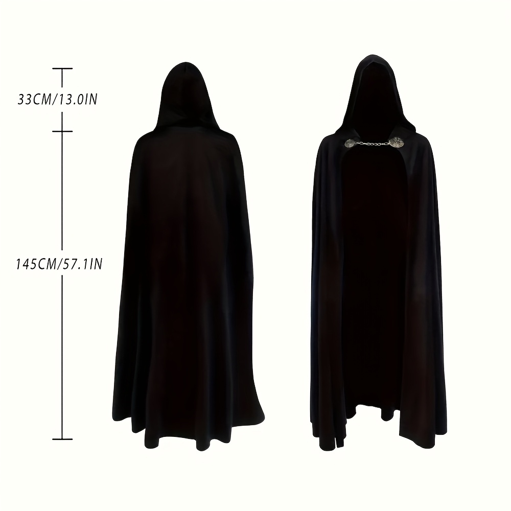 Schwarzer Umhang Mit Kapuze 140cm - Für Halloween & Kostümpartys