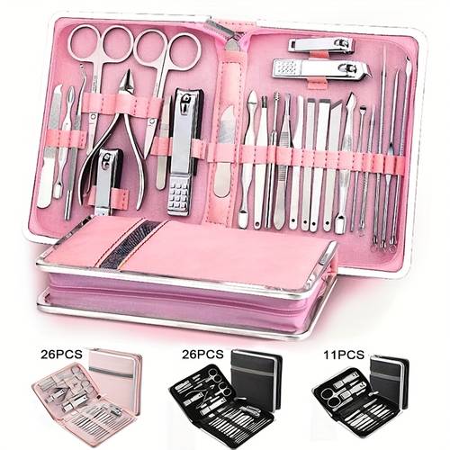 imagen del artículo kit de cortaúñas de 11/26 piezas con cortaúñas, cuchara para oídos y de uñas para hombres y mujeres para cortar uñas de los pies