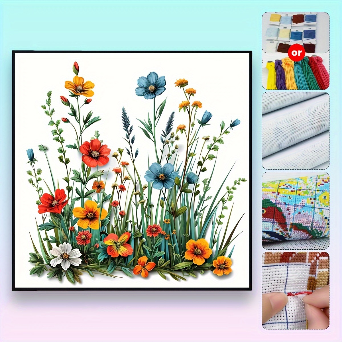 

Jozysh Stitch Kit Embroidery Set For Living Room Bedroom Wall Decor, 1pc Floral Needlework Art Gift, Includes Pattern Chart, Printed Cloth, , Needle & Instructions, 40cm X 40cm