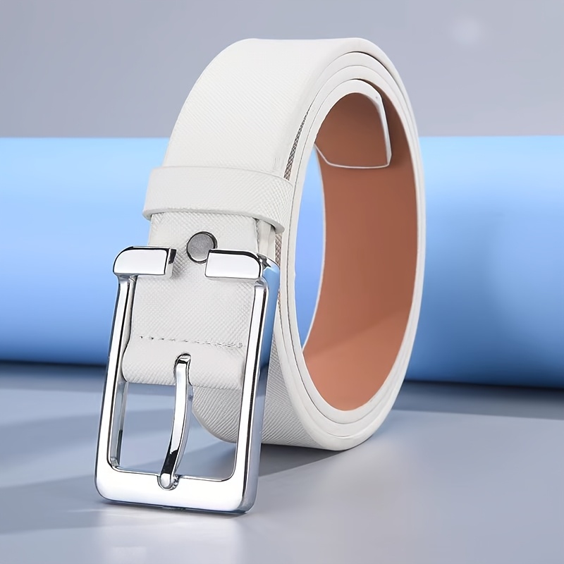 TEMU 1pc Flwibm Men's Golf Belt With Square & Embossed - White/blue Suitable For Casual Sports, Golf Course Wear, Gift For Golfers, Christmas,