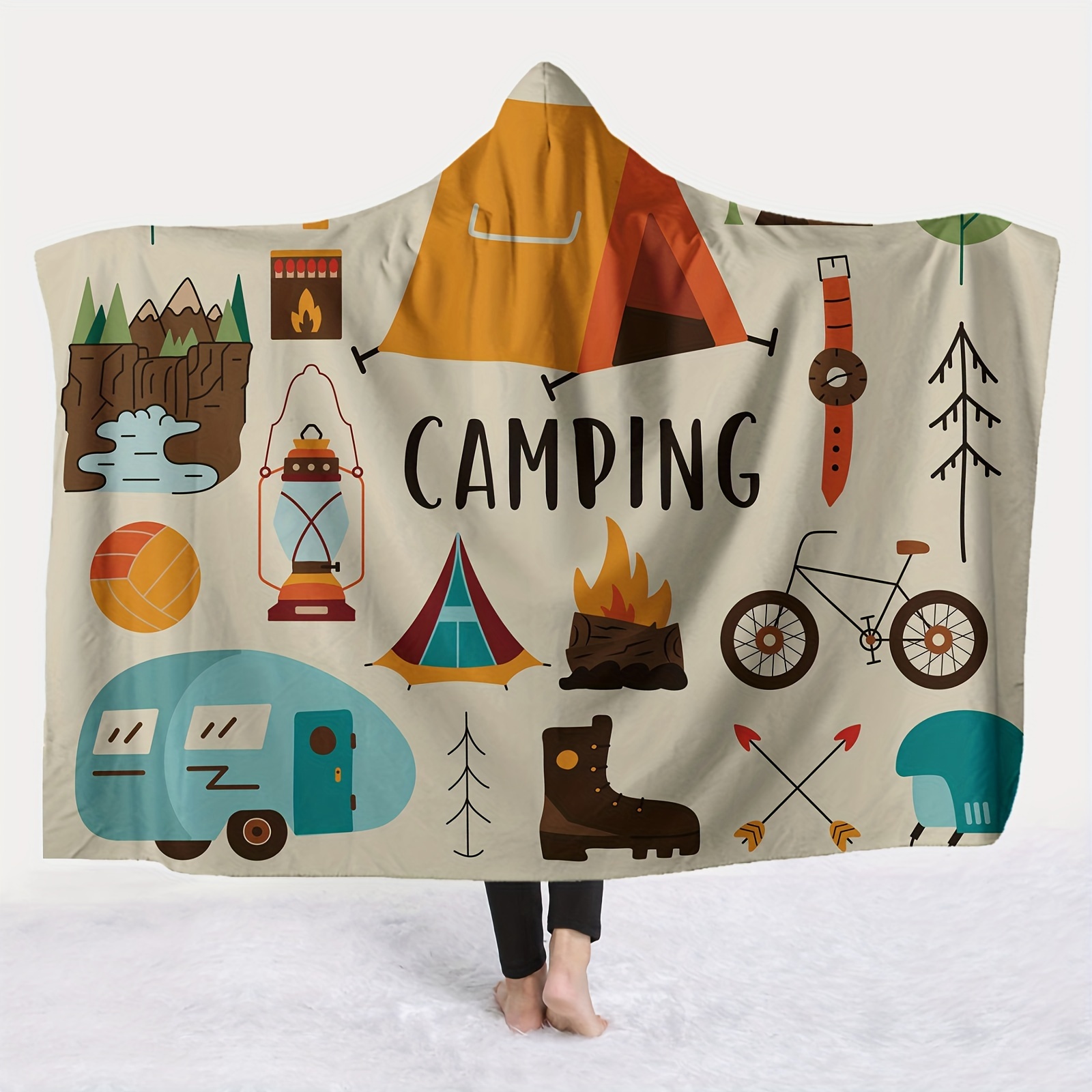 

Camping- Hooded Blanket - , | For Sofa, , Bed &