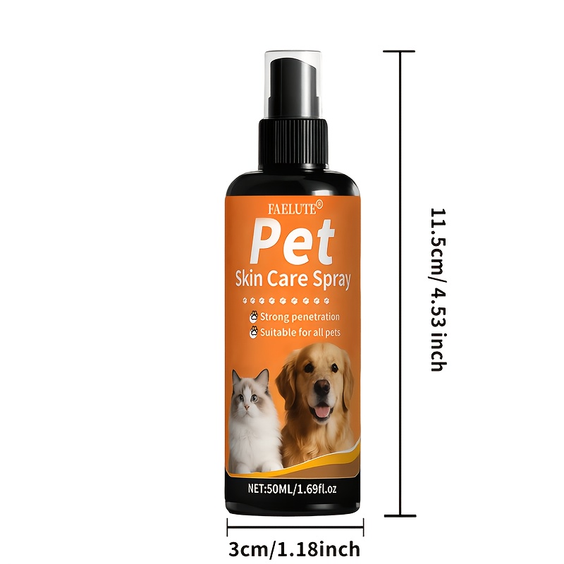 FAELUTE- Pet Skin Care Spray for Dogs And Cats - Supports Overall Skin And Fur for Puppies And Kittens. Light Fresh Scent Keeps Pets Comfortable Throughout The Day. Mild Ingredients for Long Term Daily Use